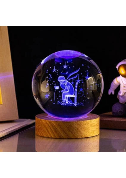 Küçük Prens Tasarımlı Işıklı Cam Küre