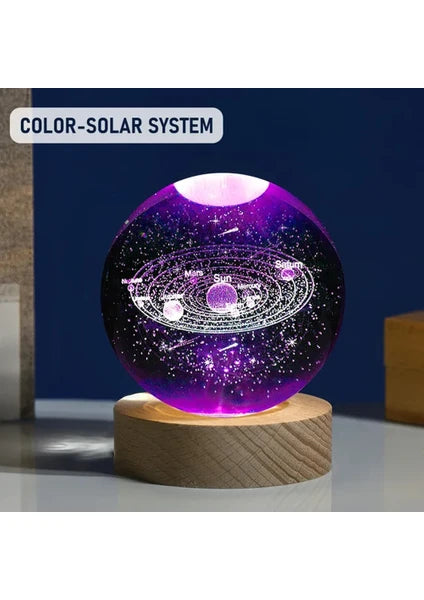 Gezegen Tasarımlı Işıklı Cam Küre